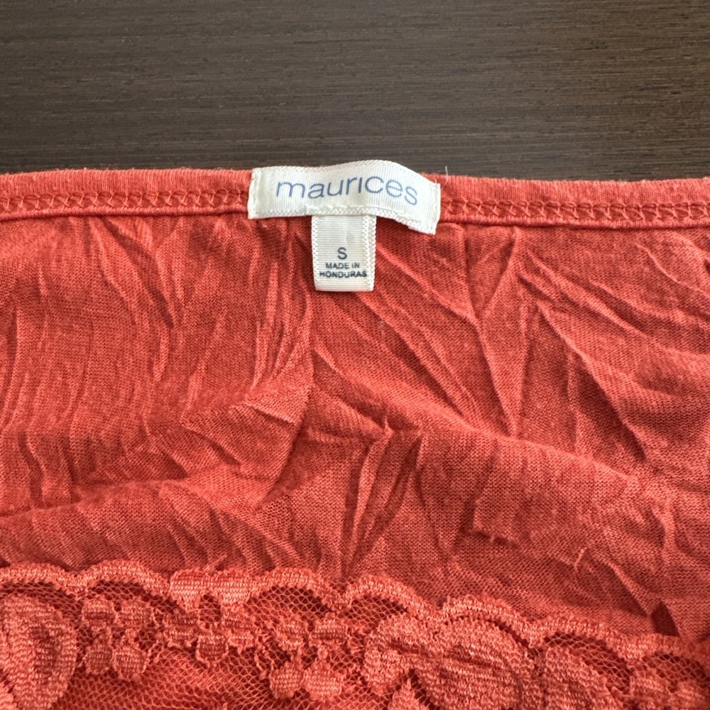 Maurices Cami Coral Lace Trim Crinkle Tank Top Layers Preppy Y2K Size S - Picture 3 of 8
